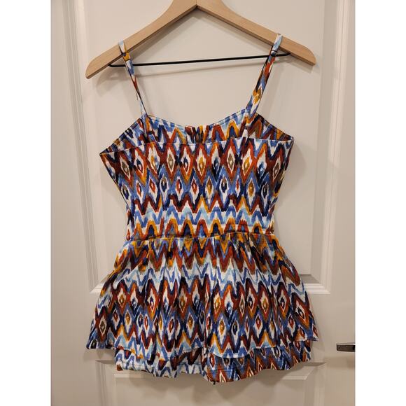 Mimi Chica Linen Romper in Retro Chevron - Picture 2 of 8